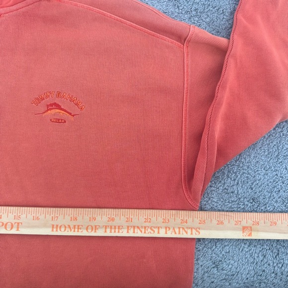 Tommy Bahama Relax Mens Large 1/4 Zip Pullover Sweatshirt Coral Orange - Picture 5 of 12